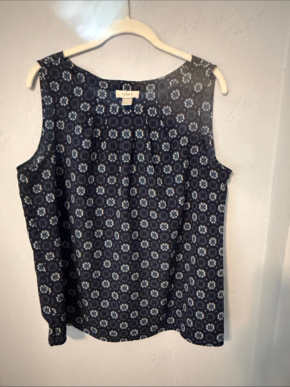 LOFT Navy Blue Geometric Print Sleeveless Camisole